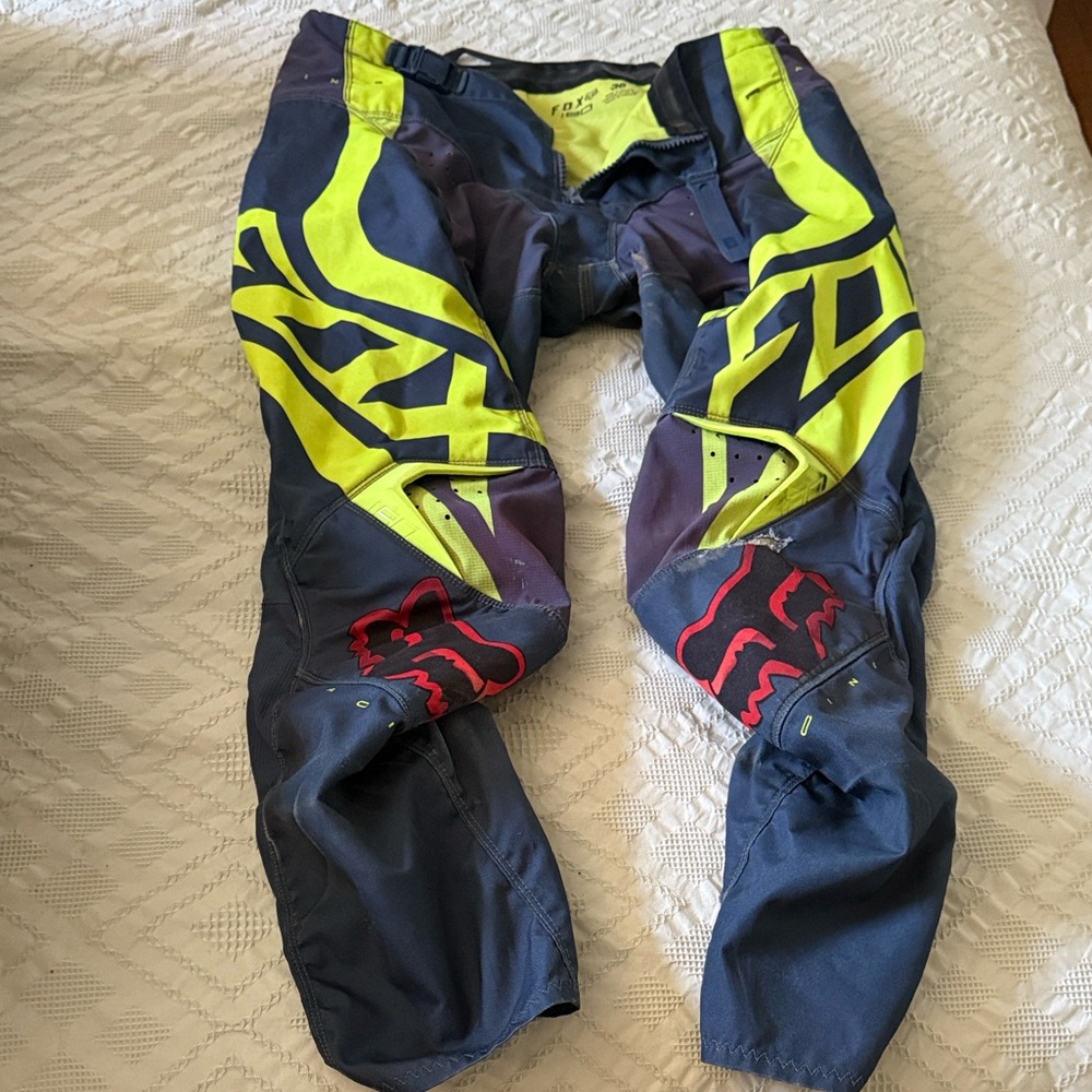Fox Men's Pants & Jersey with Neon Yellow and Navy Accents